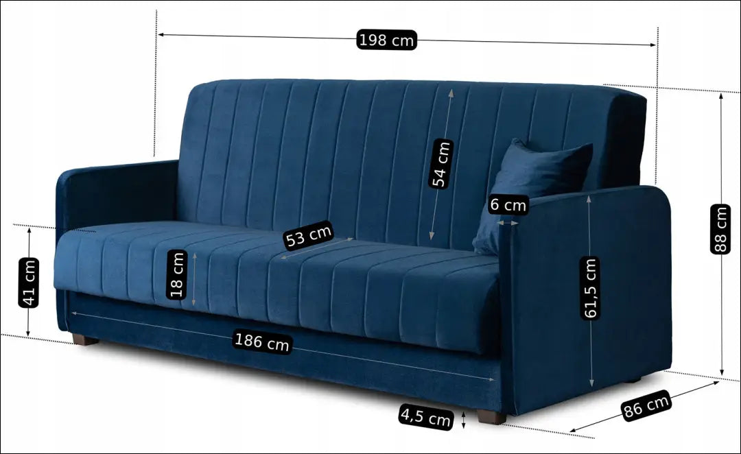 Išskleidžiama sofa su veliūro audiniu tamsiai mėlynos spalvos TE279 - €645 Save 15% __label:Pristatymas 5-14 d.d.,