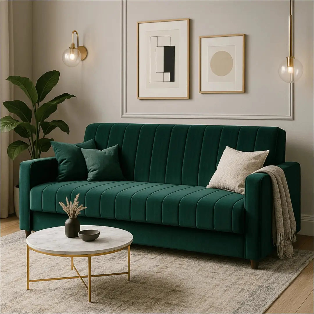 Išskleidžiama sofa su veliūro audiniu žalios spalvos TE276 - €645 Save 15% __label:Pristatymas 5-14 d.d., elite,