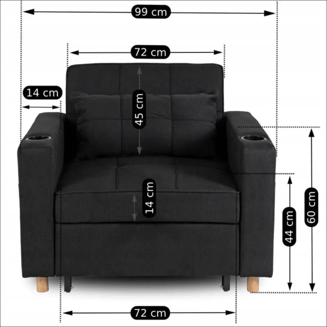 Išskleidžiamas fotelis su audiniu juodos spalvos TE297 - €327 Save 15% __label:Pristatymas 5-14 d.d., elite, Fotele
