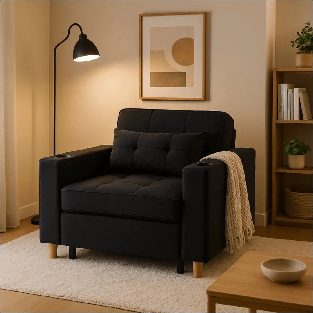 Išskleidžiamas fotelis su audiniu juodos spalvos TE297 - €327 Save 15% __label:Pristatymas 5-14 d.d., elite, Fotele
