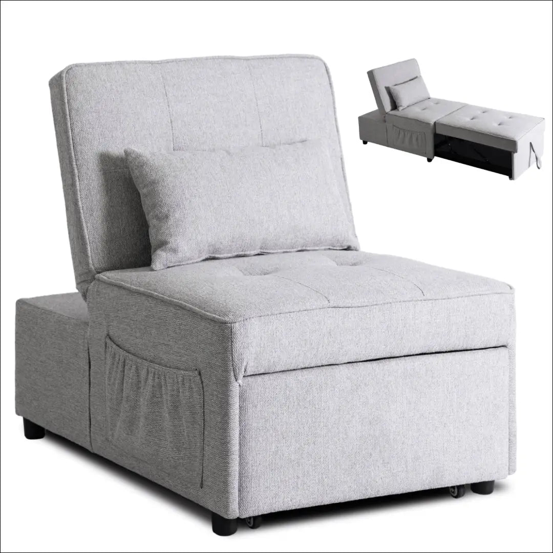 Išskleidžiamas fotelis su audiniu pilkos spalvos 80 cm TE666 - €290 Save 15% __label:Pristatymas 5-14 d.d., elite,