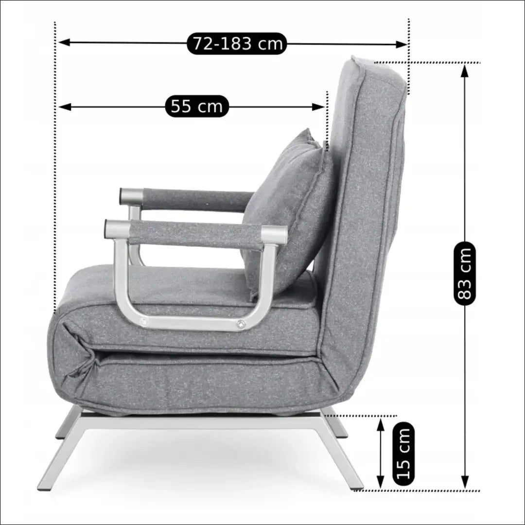 Išskleidžiamas fotelis su audiniu pilkos spalvos TE089 - €176 Save 15% 100-200, __label:Pristatymas 5-14 d.d., elite,