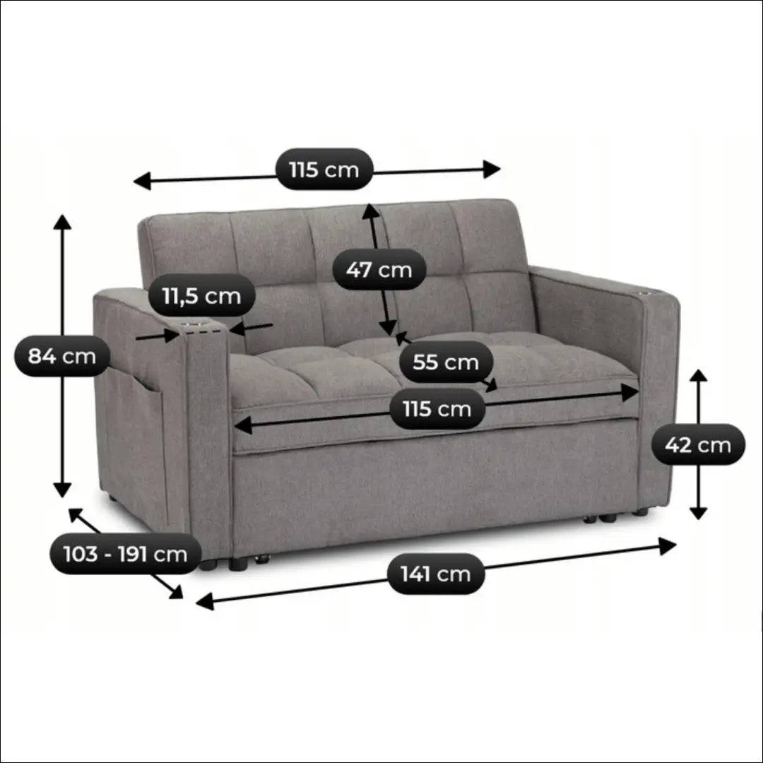Išskleidžiamas fotelis su audiniu pilkos spalvos TE776 - €387 Save 15% __label:Pristatymas 5-14 d.d., elite, Fotele