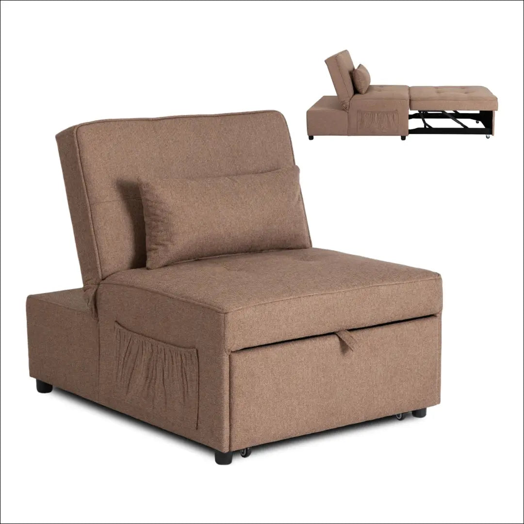 Išskleidžiamas fotelis su audiniu rudos spalvos / smėlio 80 cm TE849 - €290 Save 15% __label:Pristatymas 5-14 d.d.,