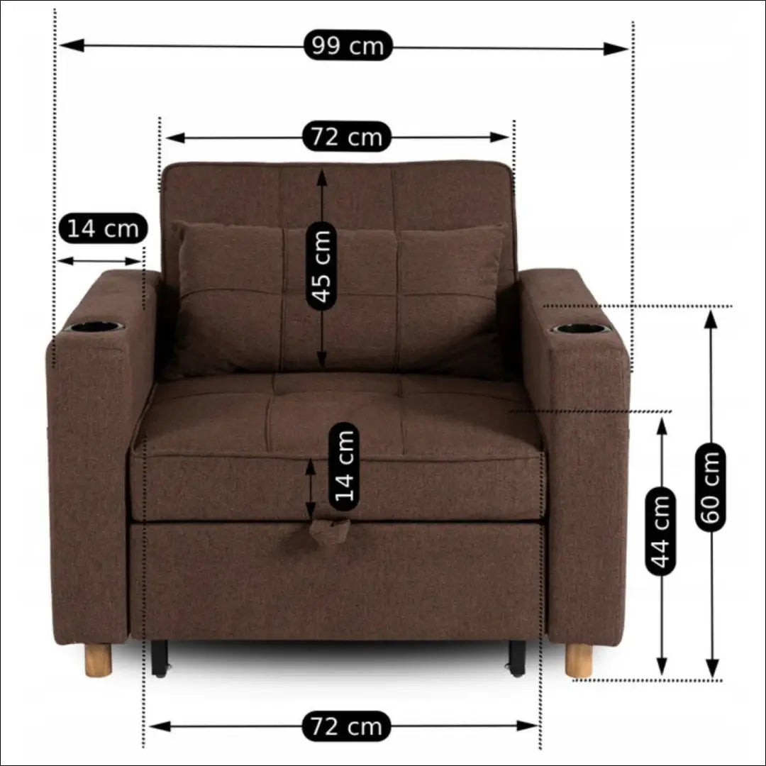 Išskleidžiamas fotelis su audiniu rudos spalvos TE298 - €327 Save 15% __label:Pristatymas 5-14 d.d., elite, Fotele