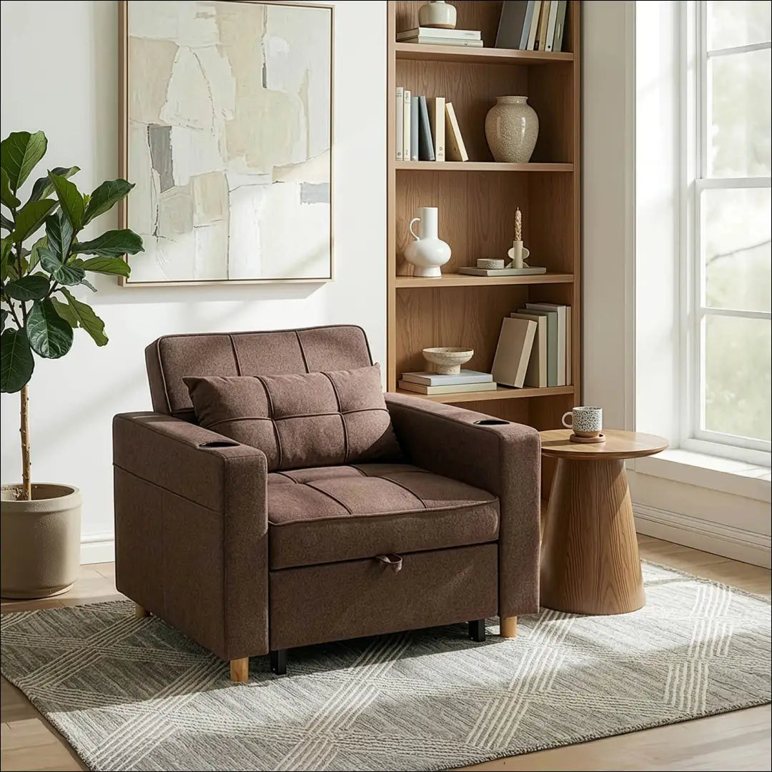 Išskleidžiamas fotelis su audiniu rudos spalvos TE298 - €327 Save 15% __label:Pristatymas 5-14 d.d., elite, Fotele