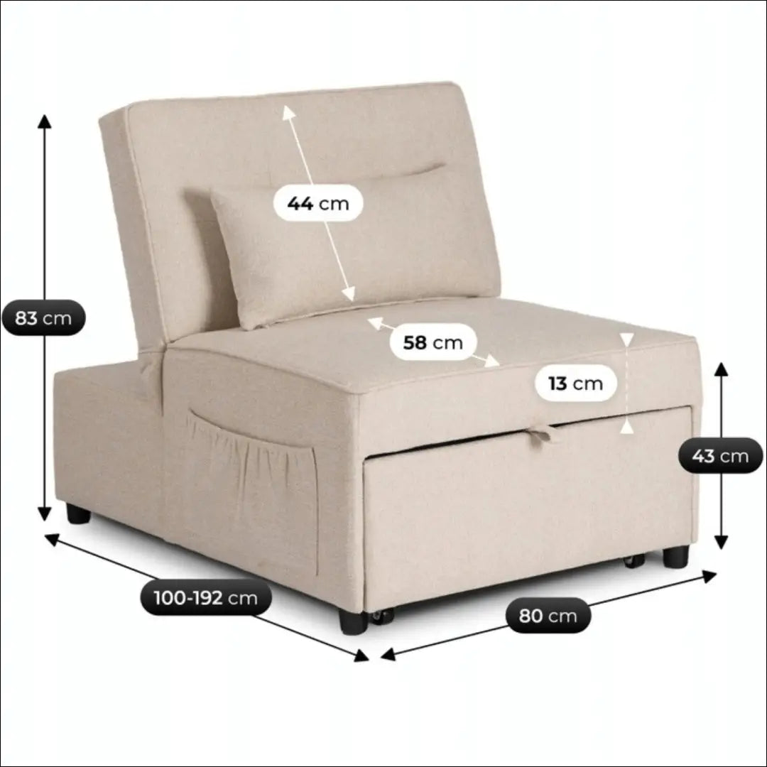 Išskleidžiamas fotelis su audiniu smėlio spalvos 80 cm TE868 - €208 Save 15% __label:Pristatymas 5-14 d.d., elite,