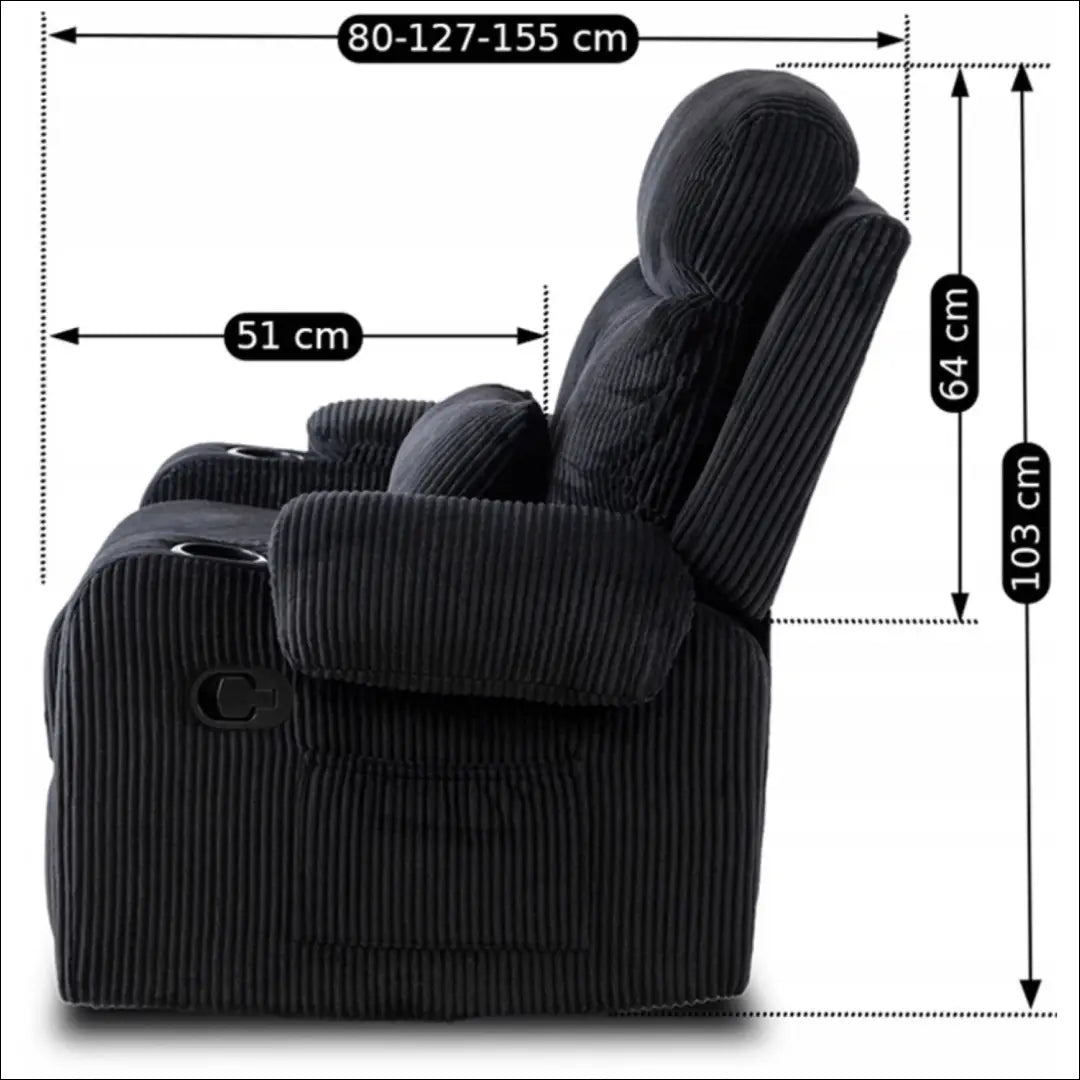 Išskleidžiamas fotelis su korduro audiniu juodos spalvos TE473 - €371 Save 15% __label:Pristatymas 5-14 d.d., elite,