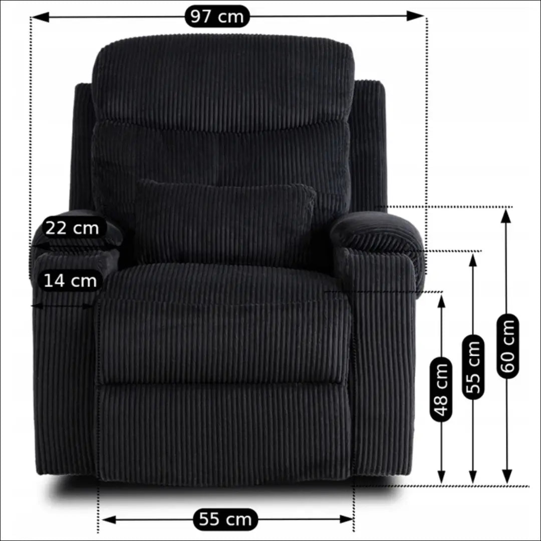 Išskleidžiamas fotelis su korduro audiniu juodos spalvos TE473 - €371 Save 15% __label:Pristatymas 5-14 d.d., elite,