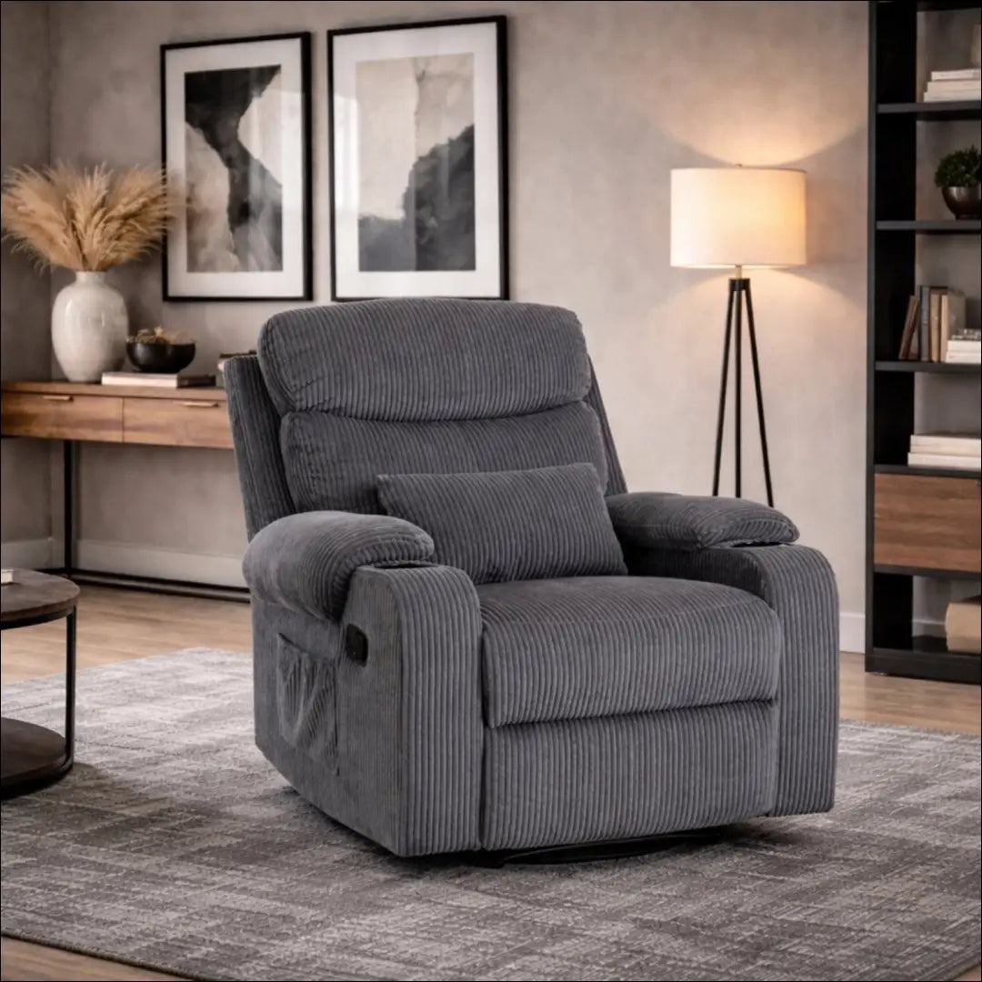 Išskleidžiamas fotelis su korduro audiniu pilkos spalvos TE455 - €371 Save 15% __label:Pristatymas 5-14 d.d., elite,
