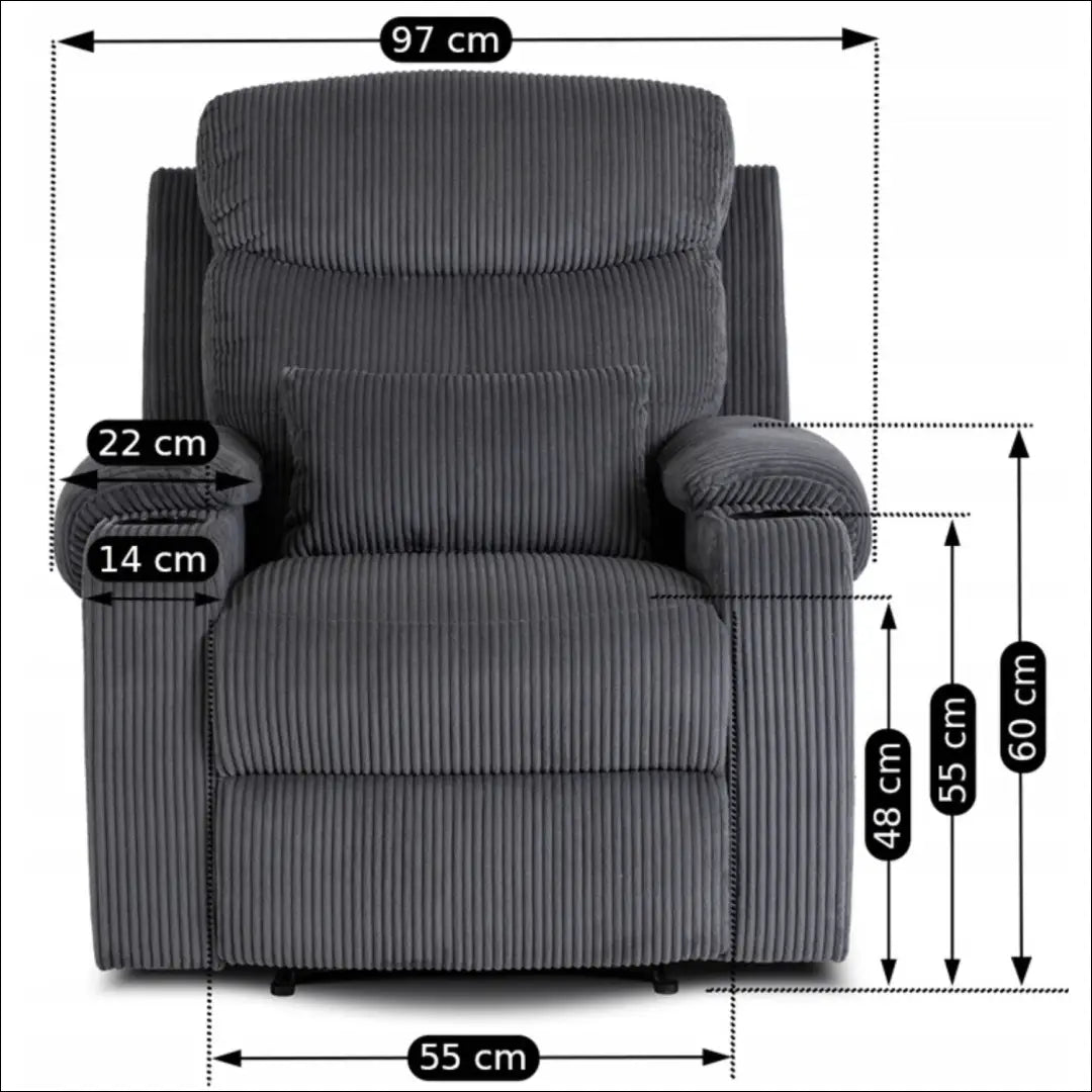 Išskleidžiamas fotelis su korduro audiniu pilkos spalvos TE455 - €371 Save 15% __label:Pristatymas 5-14 d.d., elite,