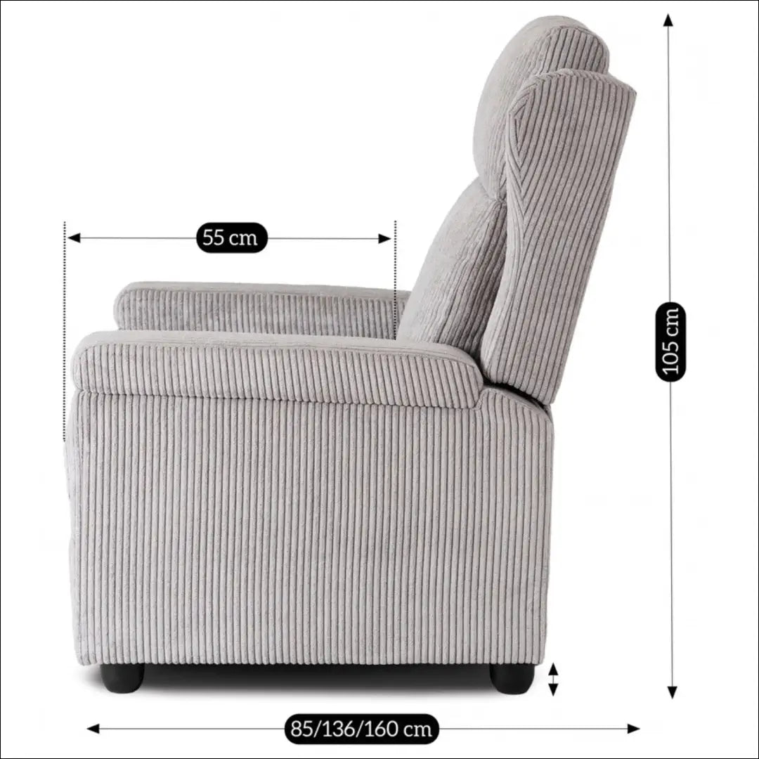 Išskleidžiamas fotelis su korduro audiniu pilkos spalvos TE557 - €223 Save 15% __label:Pristatymas 5-14 d.d., elite,