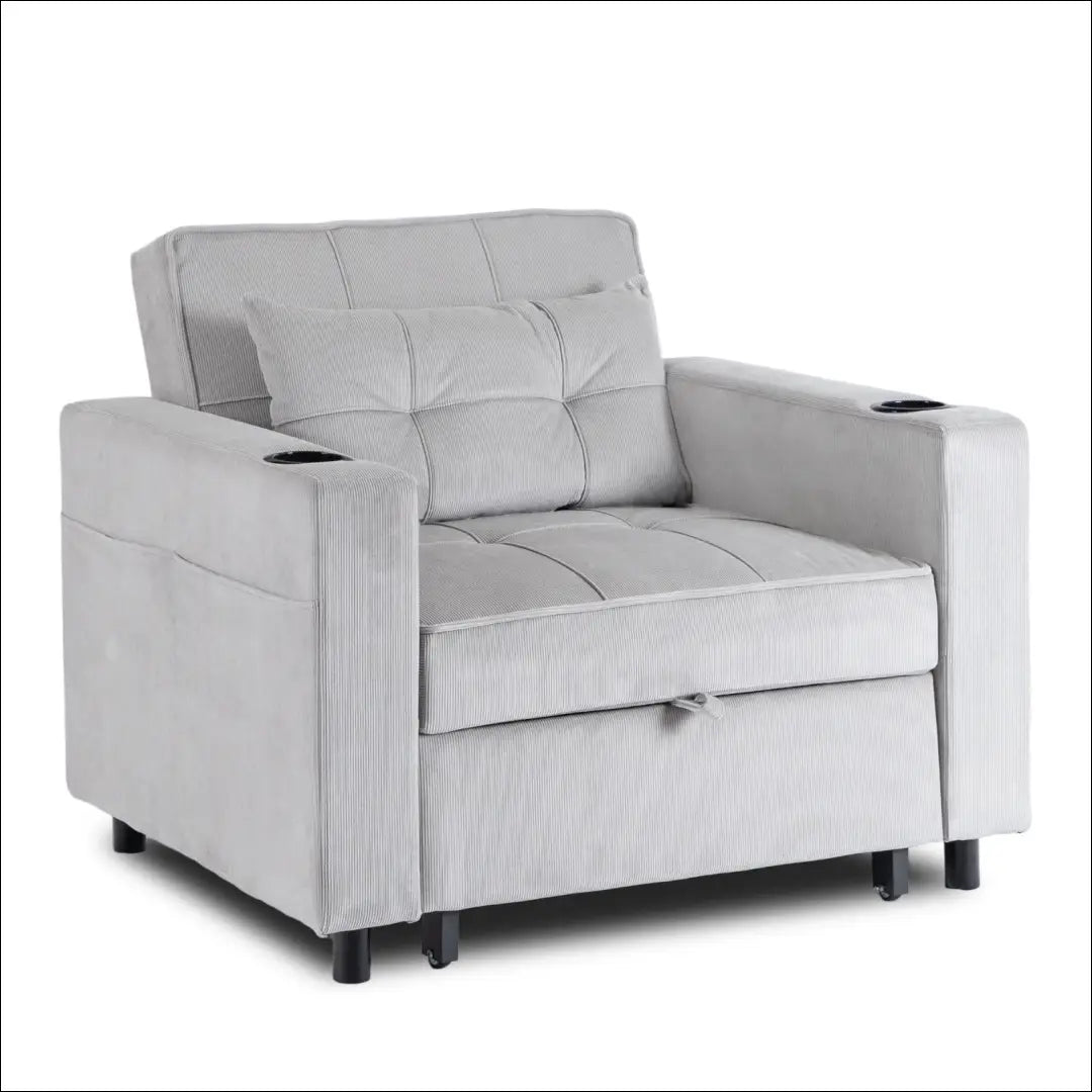 Išskleidžiamas fotelis su korduro audiniu pilkos spalvos TE891 - €327 Save 15% __label:Pristatymas 5-14 d.d., elite,
