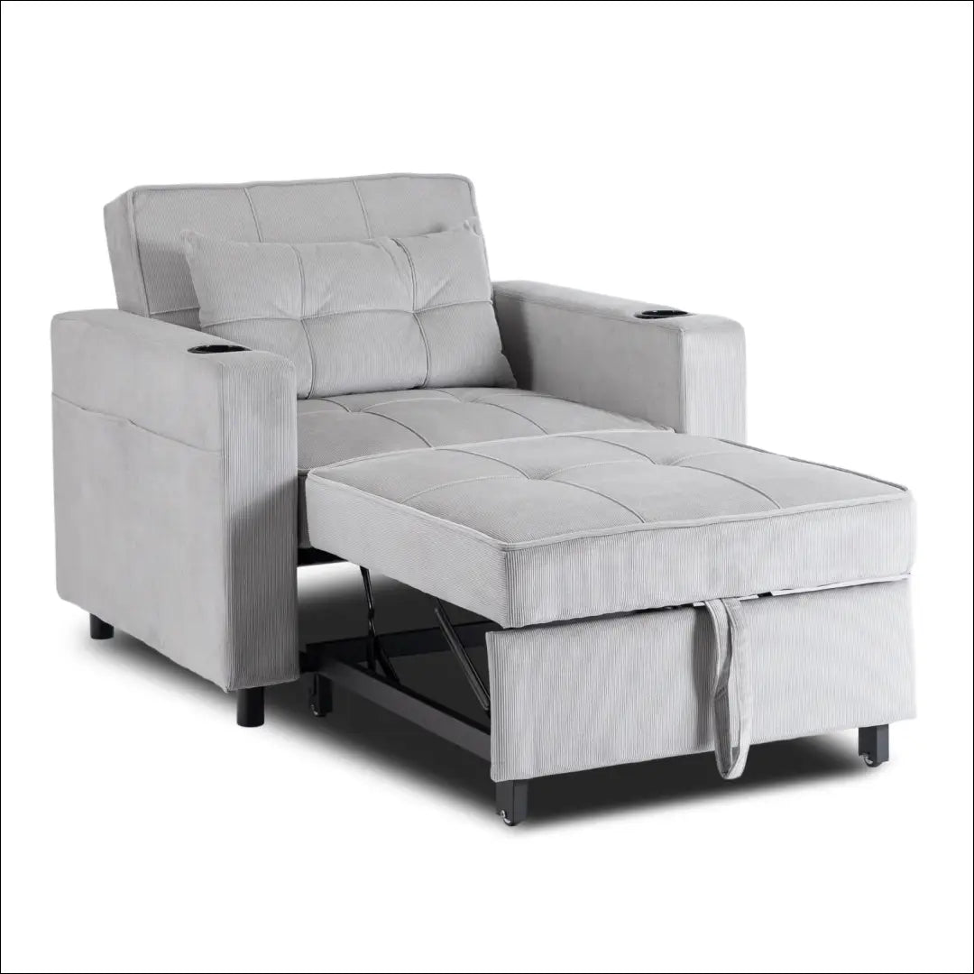 Išskleidžiamas fotelis su korduro audiniu pilkos spalvos TE891 - €327 Save 15% __label:Pristatymas 5-14 d.d., elite,