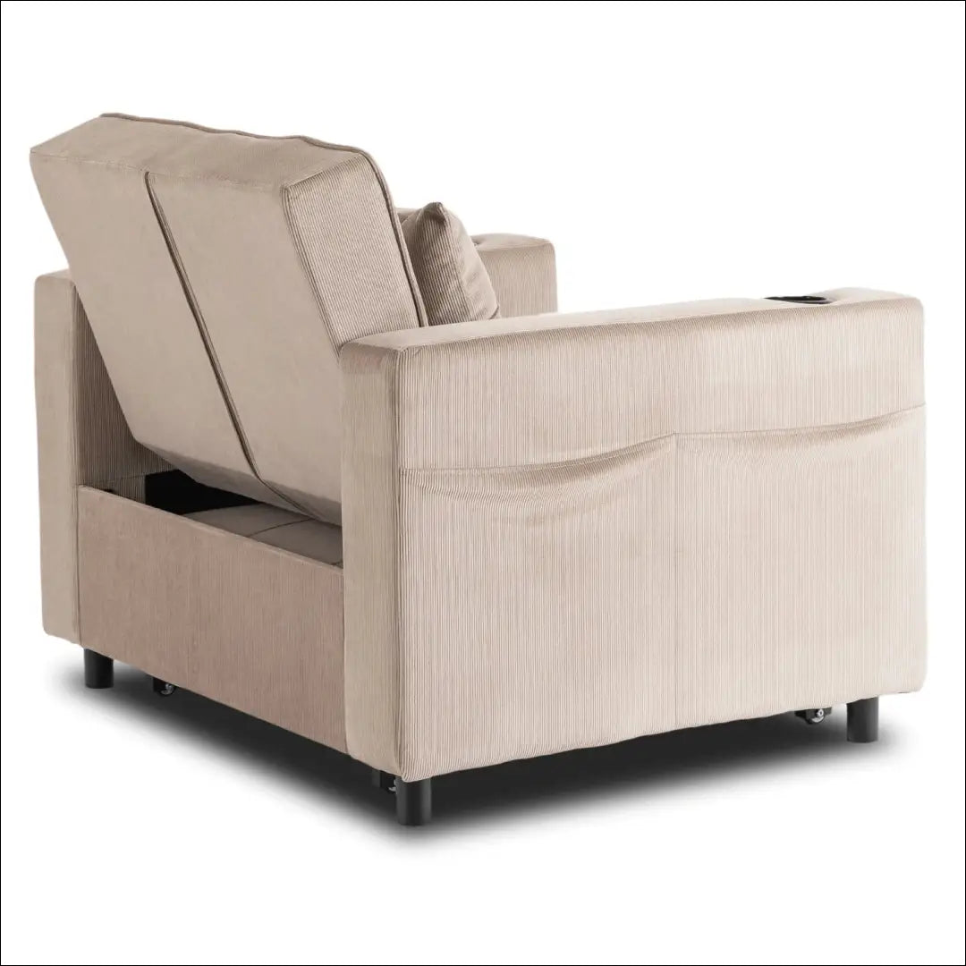 Išskleidžiamas fotelis su korduro audiniu smėlio spalvos TE887 - €327 Save 15% __label:Pristatymas 5-14 d.d., elite,