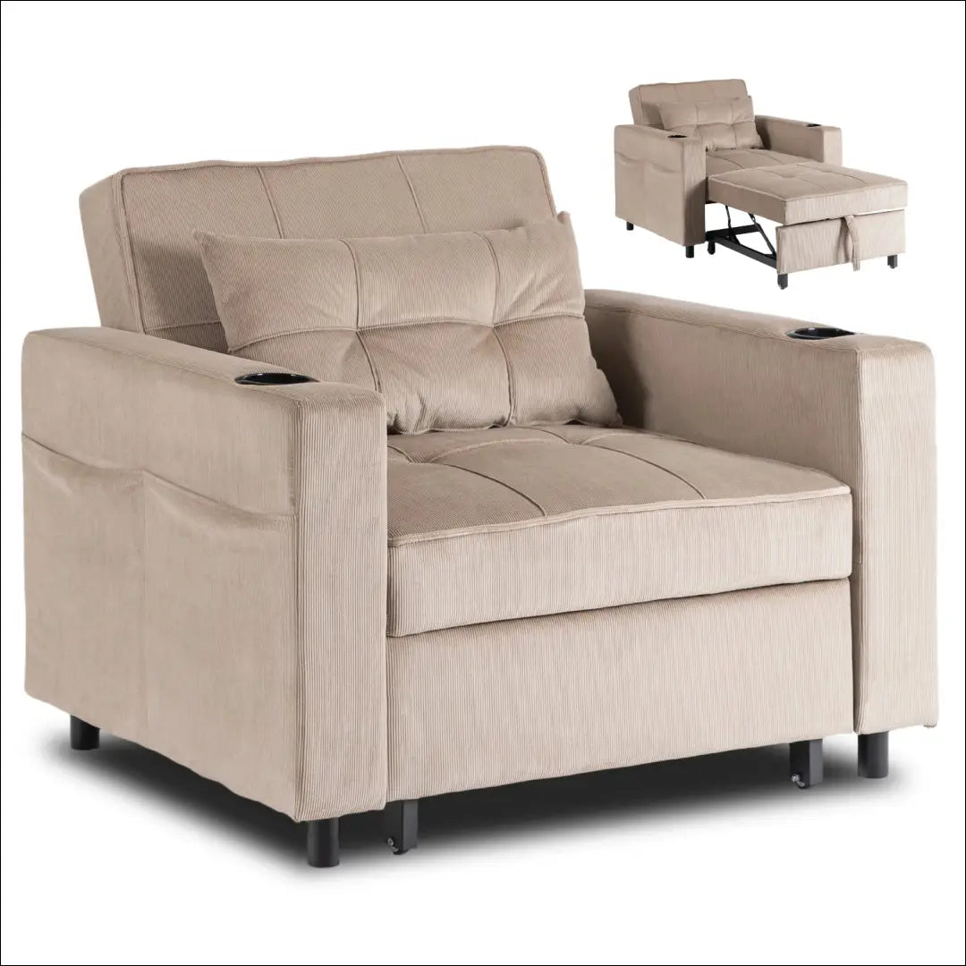 Išskleidžiamas fotelis su korduro audiniu smėlio spalvos TE887 - €327 Save 15% __label:Pristatymas 5-14 d.d., elite,