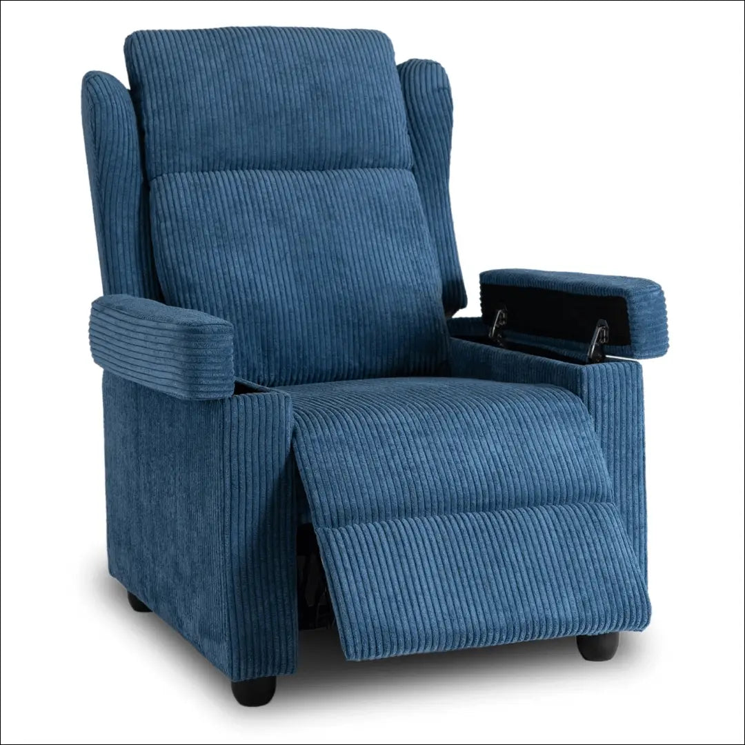 Išskleidžiamas fotelis su korduro audiniu tamsiai mėlynos spalvos TE558 - €223 Save 15% __label:Pristatymas 5-14 d.d.,