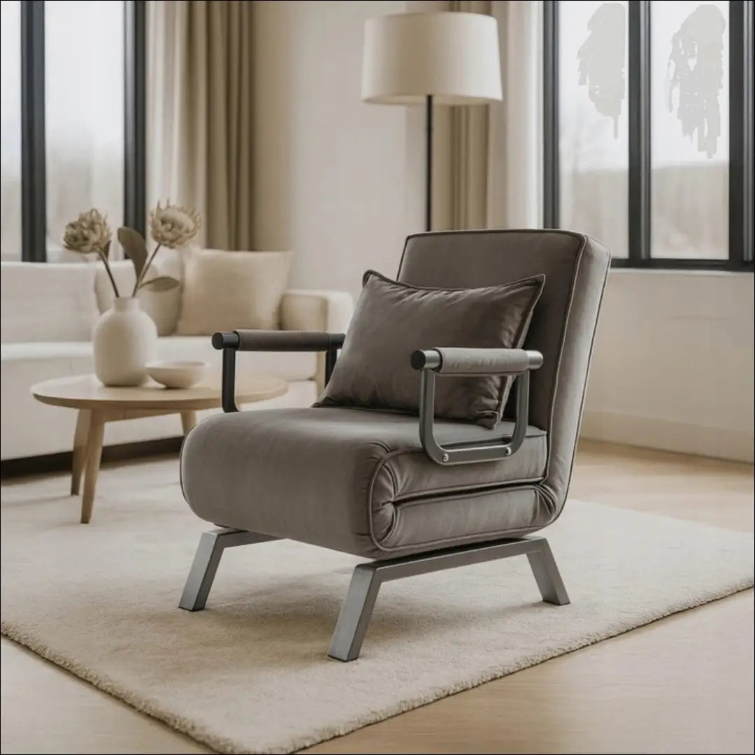Išskleidžiamas fotelis su veliūro audiniu pilkos spalvos TE815 - €182 Save 15% 100-200, __label:Pristatymas 5-14 d.d.,