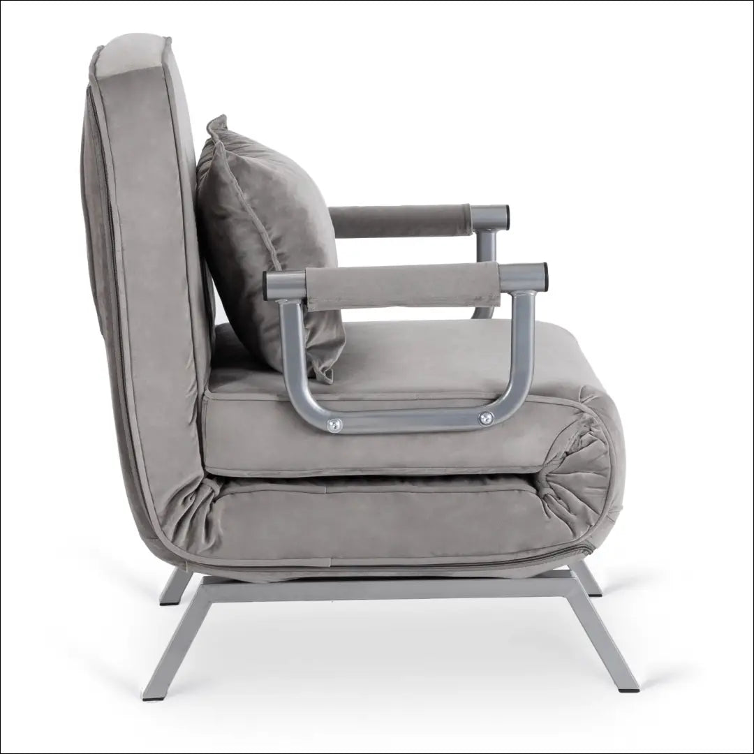 Išskleidžiamas fotelis su veliūro audiniu pilkos spalvos TE815 - €176 Save 15% 100-200, __label:Pristatymas 5-14 d.d.,