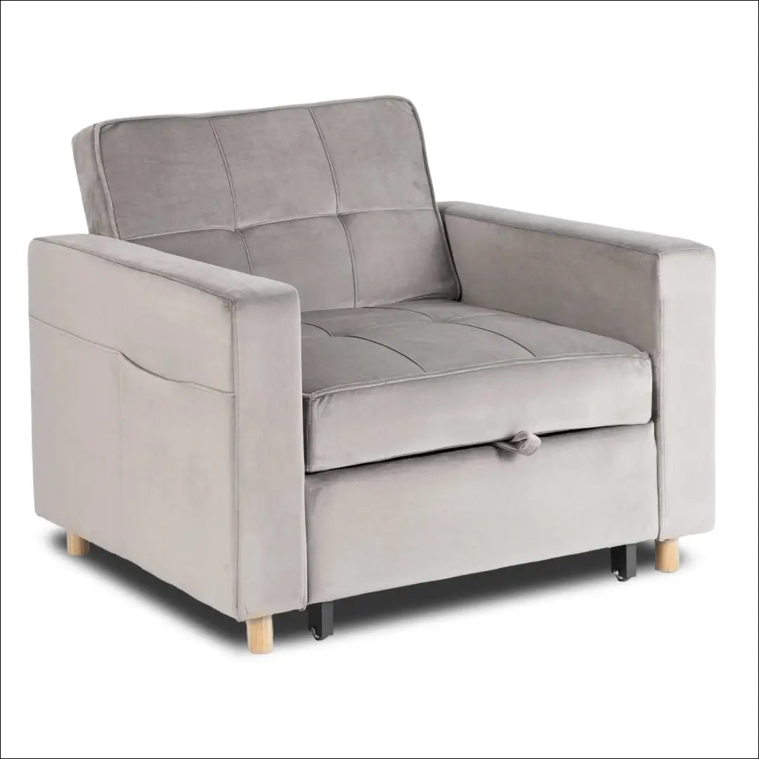 Išskleidžiamas fotelis su veliūro audiniu pilkos spalvos TE973 - €316 Save 15% __label:Pristatymas 5-14 d.d., elite,