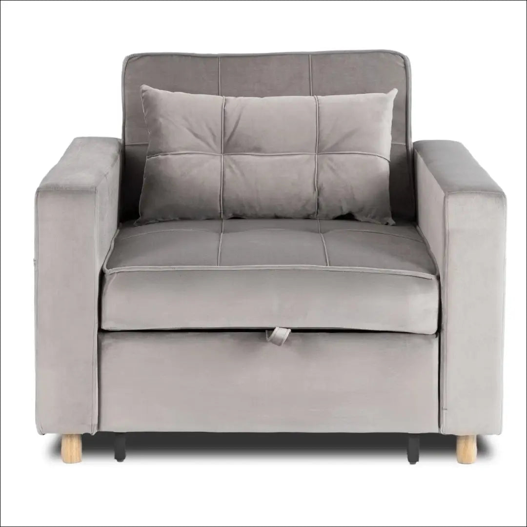 Išskleidžiamas fotelis su veliūro audiniu pilkos spalvos TE973 - €316 Save 15% __label:Pristatymas 5-14 d.d., elite,