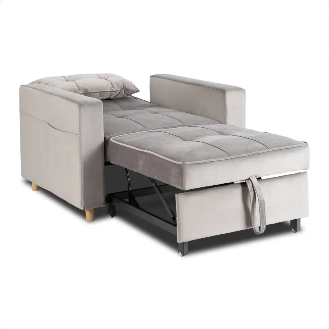 Išskleidžiamas fotelis su veliūro audiniu pilkos spalvos TE973 - €316 Save 15% __label:Pristatymas 5-14 d.d., elite,
