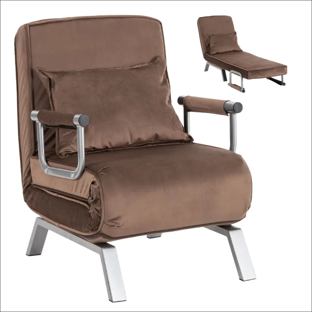 Išskleidžiamas fotelis su veliūro audiniu rudos spalvos TE812 - €176 Save 15% 100-200, __label:Pristatymas 5-14 d.d.,