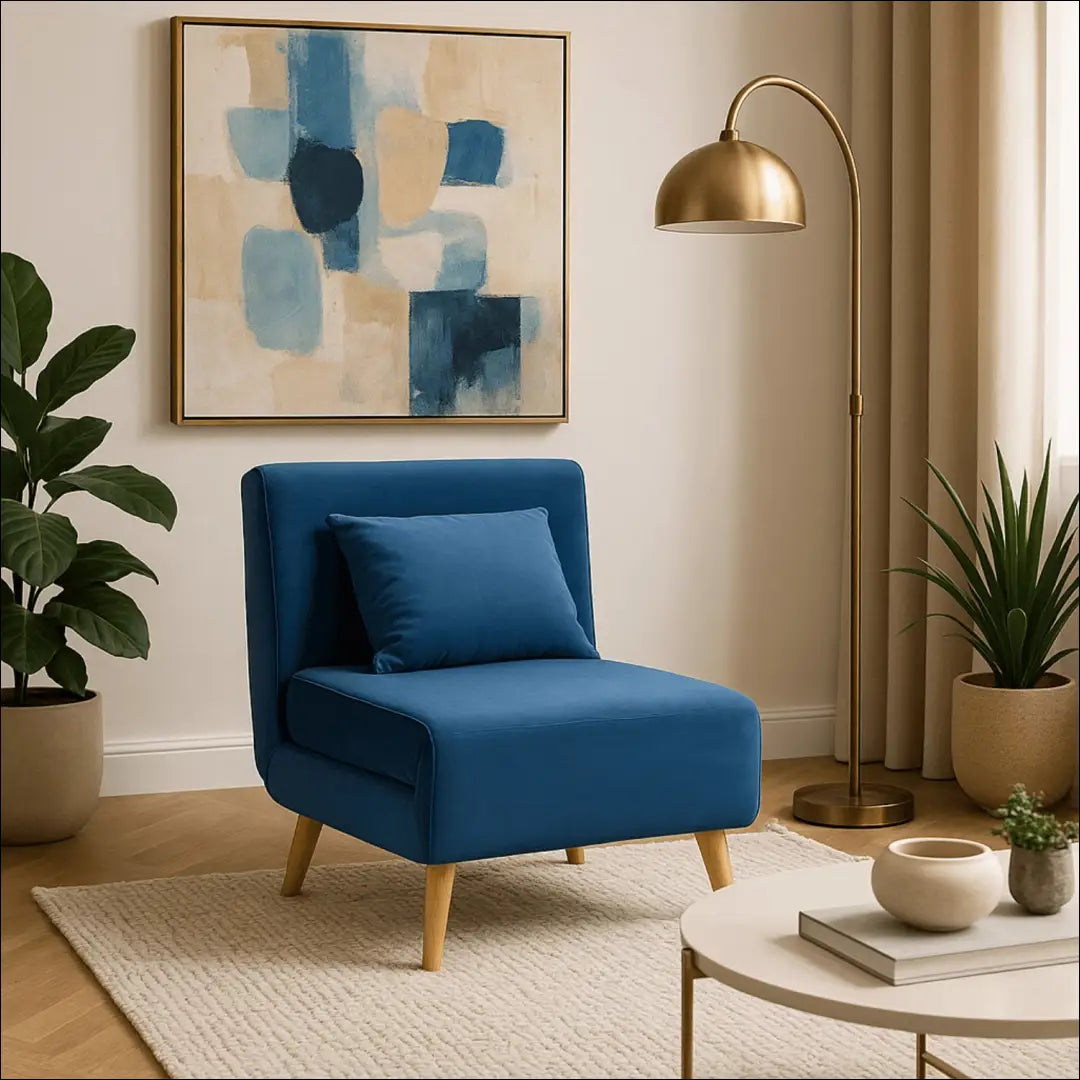 Išskleidžiamas fotelis su veliūro audiniu tamsiai mėlynos spalvos TE401 - €251 Save 15% __label:Pristatymas 5-14 d.d.,