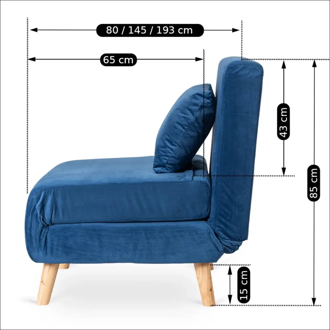 Išskleidžiamas fotelis su veliūro audiniu tamsiai mėlynos spalvos TE401 - €251 Save 15% __label:Pristatymas 5-14 d.d.,