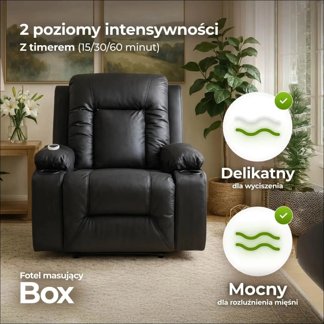 Išskleidžiamas masažinis fotelis iš eko odos juodos spalvos TE001 - €334 Save 15% __label:Pristatymas 5-14 d.d., elite,