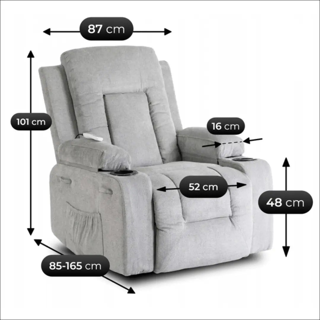 Išskleidžiamas masažinis fotelis su audiniu pilkos spalvos TE018 - €334 Save 15% __label:Pristatymas 5-14 d.d., elite,