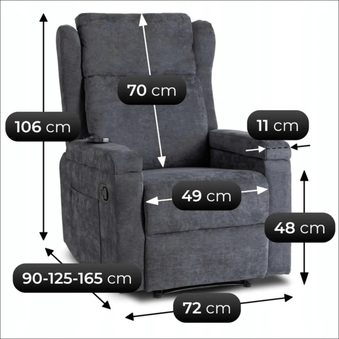 Išskleidžiamas masažinis fotelis su audiniu pilkos spalvos TE819 - €319 Save 15% __label:Pristatymas 5-14 d.d., elite,
