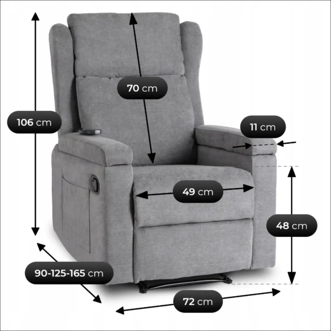 Išskleidžiamas masažinis fotelis su audiniu pilkos spalvos TE822 - €319 Save 15% __label:Pristatymas 5-14 d.d., elite,
