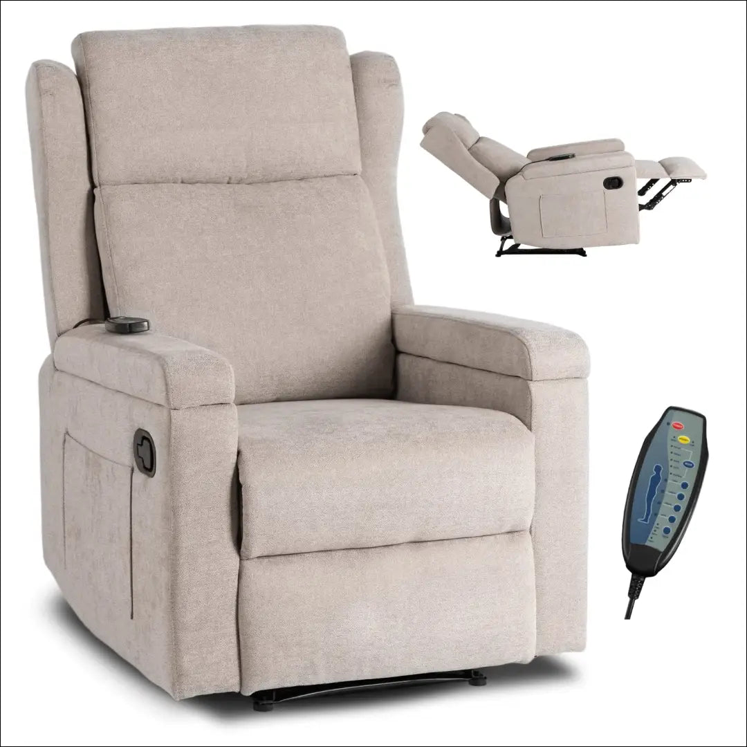 Išskleidžiamas masažinis fotelis su audiniu smėlio spalvos TE818 - €319 Save 15% __label:Pristatymas 5-14 d.d., elite,