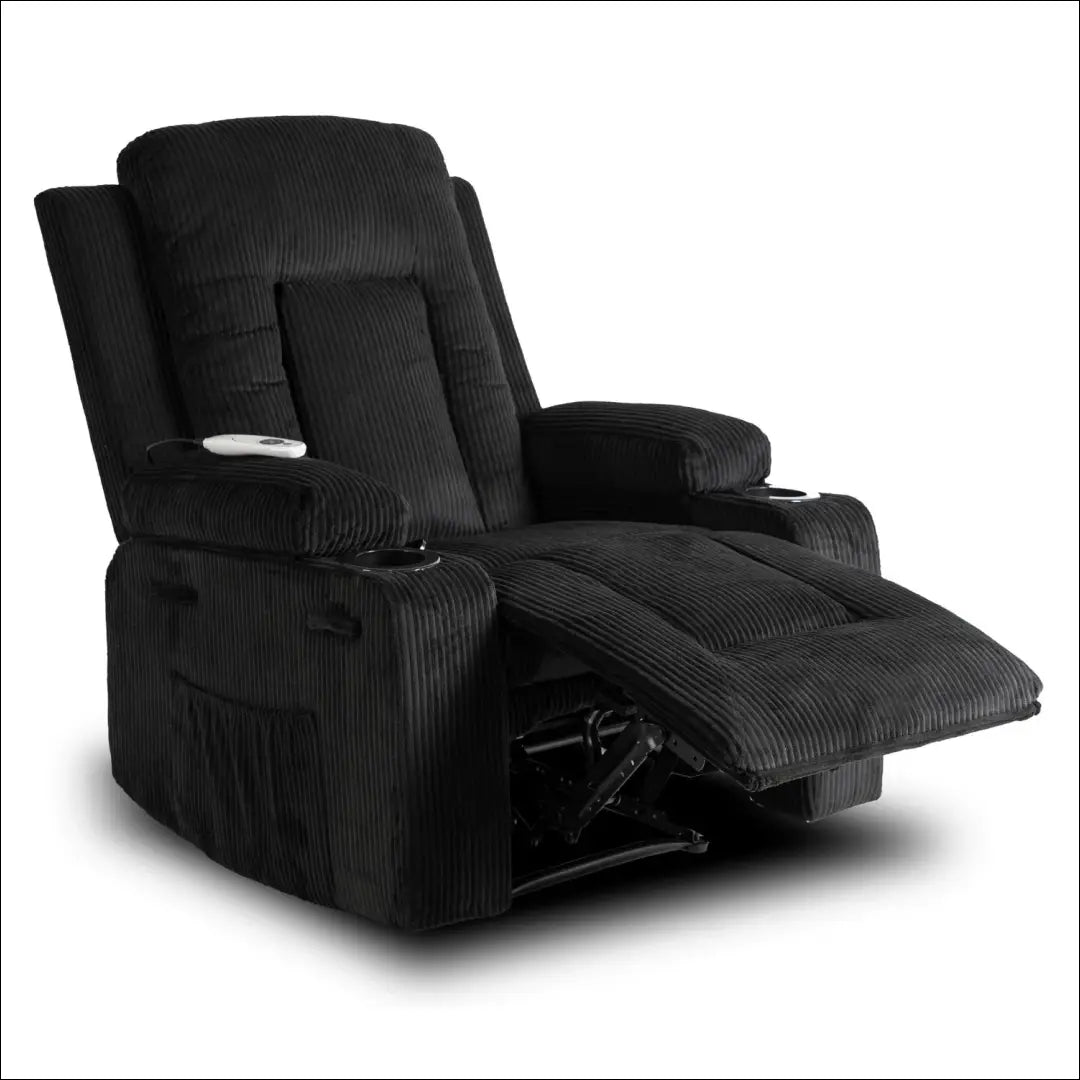 Išskleidžiamas masažinis fotelis su korduro audiniu juodos spalvos TE678 - €323 Save 15% __label:Pristatymas 5-14 d.d.,
