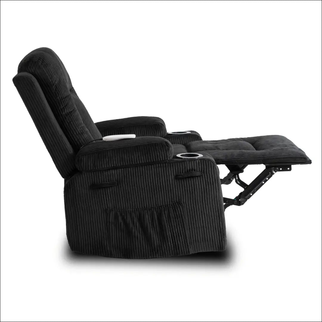 Išskleidžiamas masažinis fotelis su korduro audiniu juodos spalvos TE678 - €323 Save 15% __label:Pristatymas 5-14 d.d.,