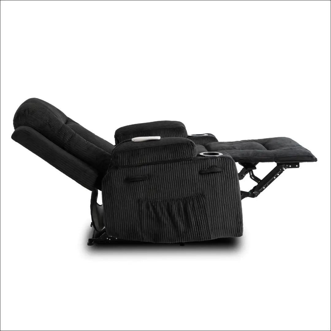 Išskleidžiamas masažinis fotelis su korduro audiniu juodos spalvos TE678 - €323 Save 15% __label:Pristatymas 5-14 d.d.,