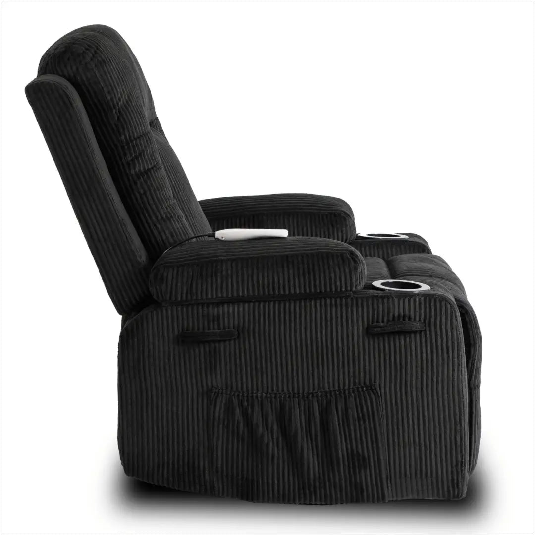 Išskleidžiamas masažinis fotelis su korduro audiniu juodos spalvos TE678 - €323 Save 15% __label:Pristatymas 5-14 d.d.,
