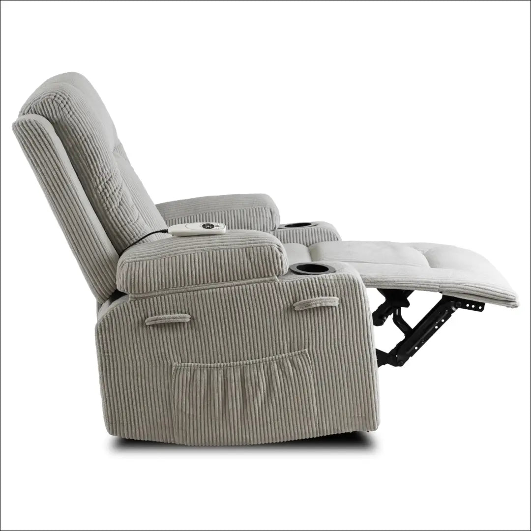 Išskleidžiamas masažinis fotelis su korduro audiniu pilkos spalvos TE498 - €323 Save 15% __label:Pristatymas 5-14 d.d.,