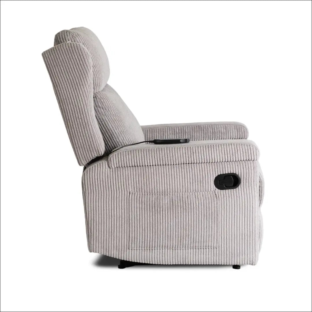 Išskleidžiamas masažinis fotelis su korduro audiniu pilkos spalvos / smėlio TE821 - €319 Save 15% __label:Pristatymas