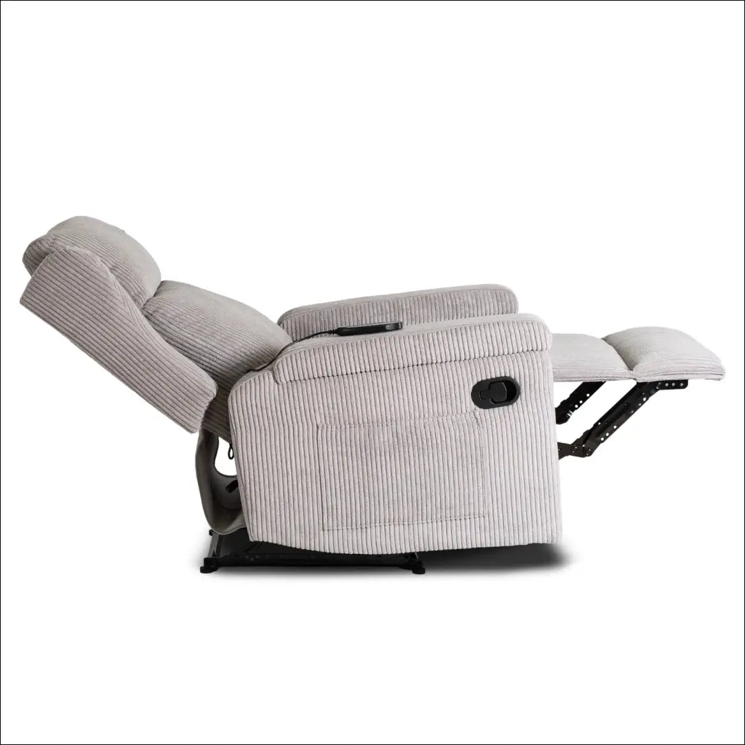 Išskleidžiamas masažinis fotelis su korduro audiniu pilkos spalvos / smėlio TE821 - €319 Save 15% __label:Pristatymas