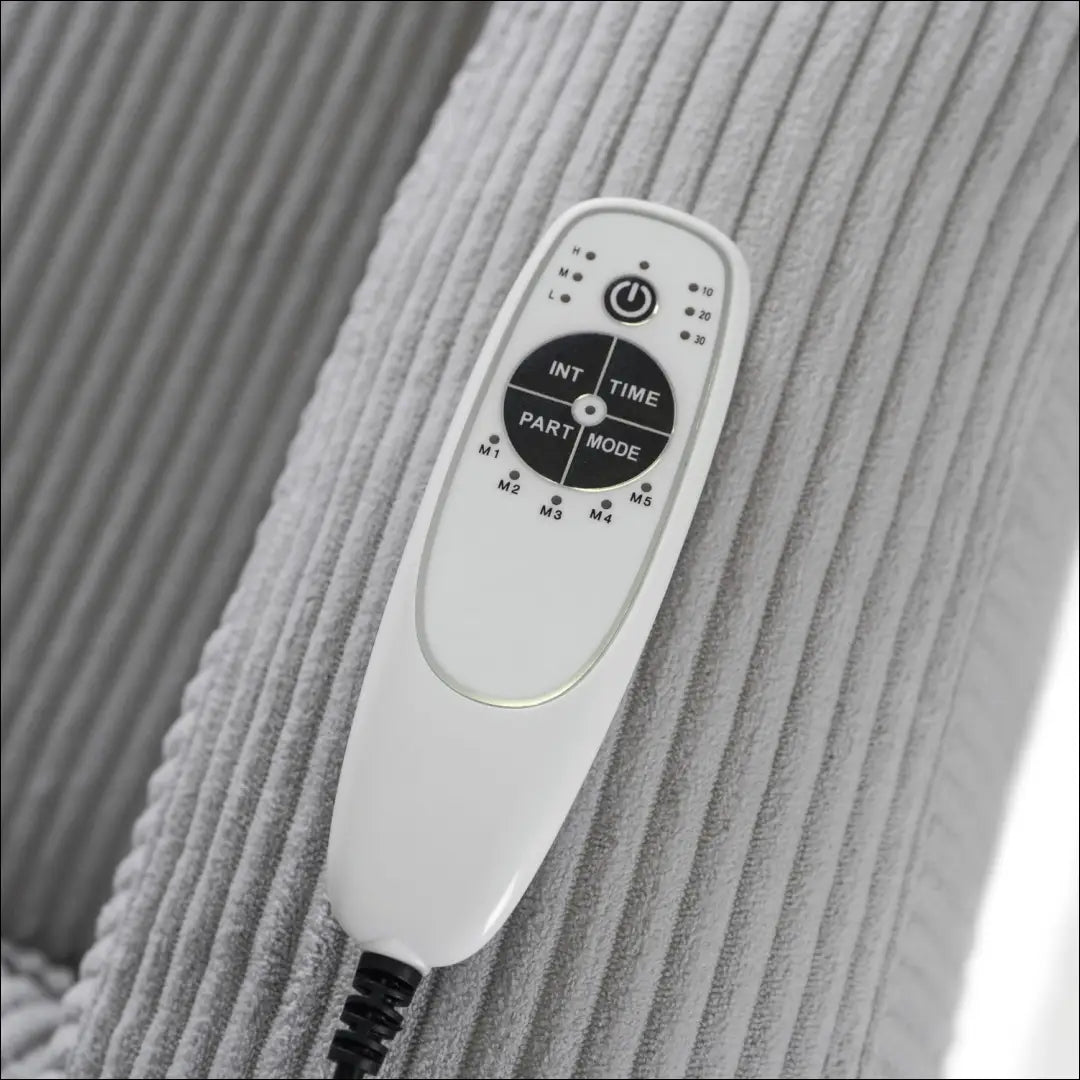 Išskleidžiamas masažinis fotelis su korduro audiniu pilkos spalvos TE498 - €323 Save 15% __label:Pristatymas 5-14 d.d.,