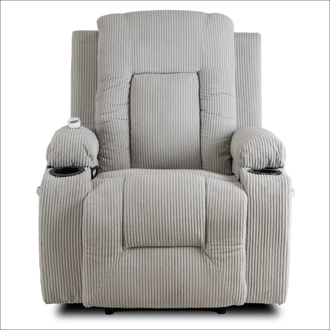 Išskleidžiamas masažinis fotelis su korduro audiniu pilkos spalvos TE498 - €323 Save 15% __label:Pristatymas 5-14 d.d.,