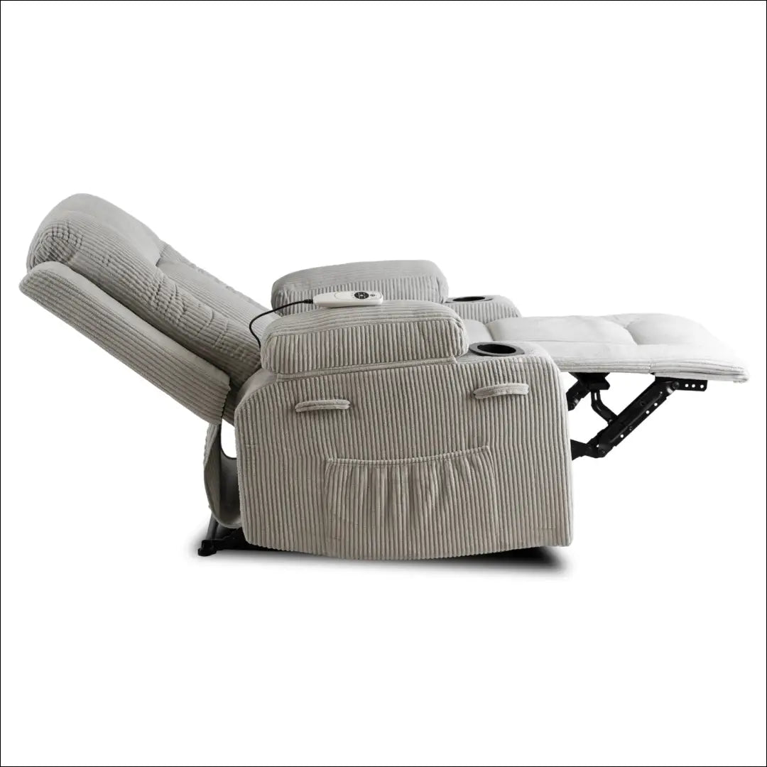 Išskleidžiamas masažinis fotelis su korduro audiniu pilkos spalvos TE498 - €323 Save 15% __label:Pristatymas 5-14 d.d.,