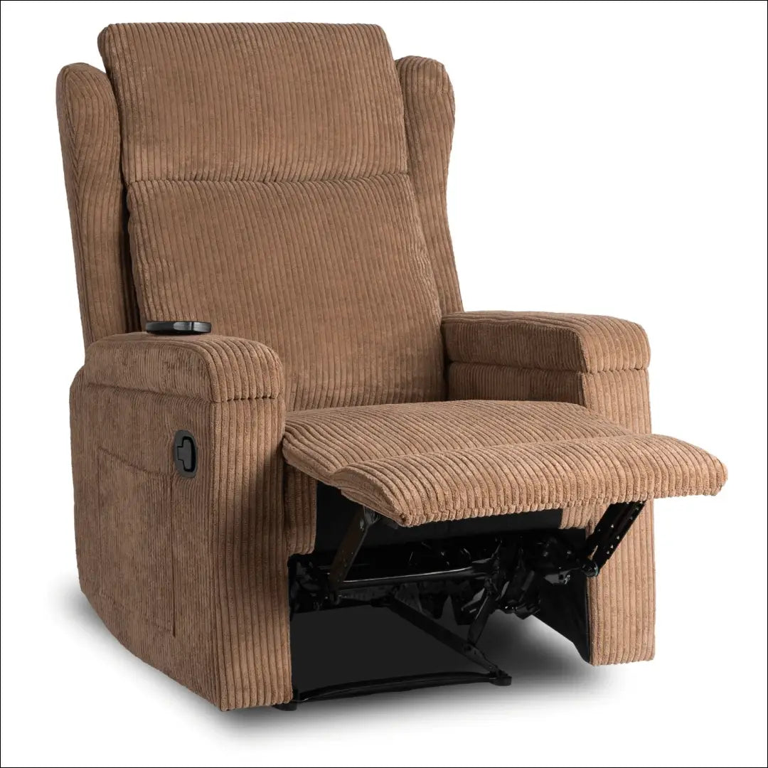 Išskleidžiamas masažinis fotelis su korduro audiniu rudos spalvos TE817 - €319 Save 15% __label:Pristatymas 5-14 d.d.,
