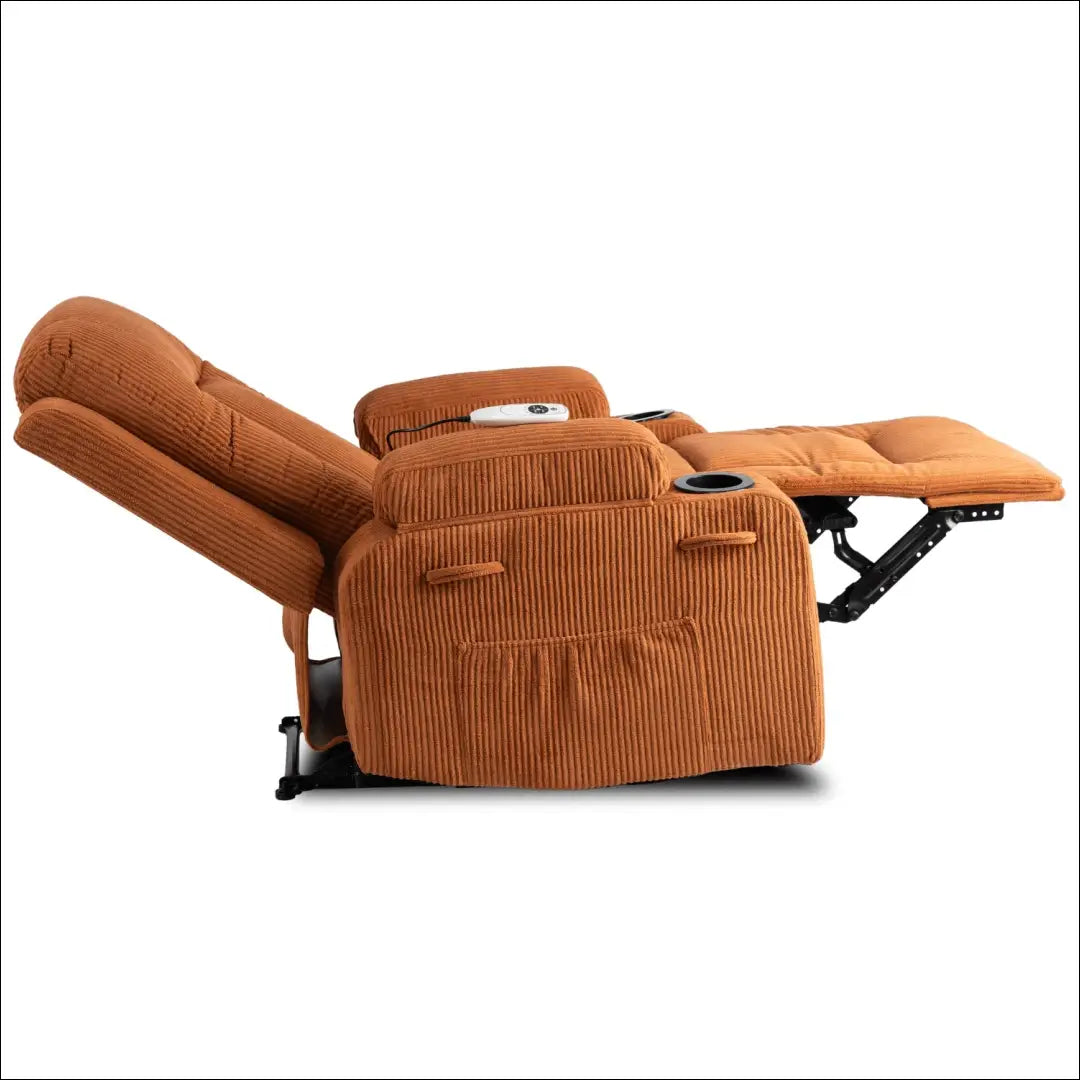 Išskleidžiamas masažinis fotelis su korduro audiniu rusvos spalvos TE499 - €323 Save 15% __label:Pristatymas 5-14 d.d.,