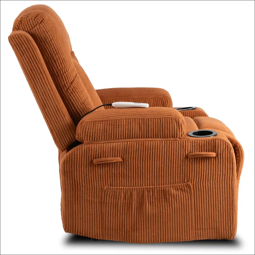 Išskleidžiamas masažinis fotelis su korduro audiniu rusvos spalvos TE499 - €323 Save 15% __label:Pristatymas 5-14 d.d.,