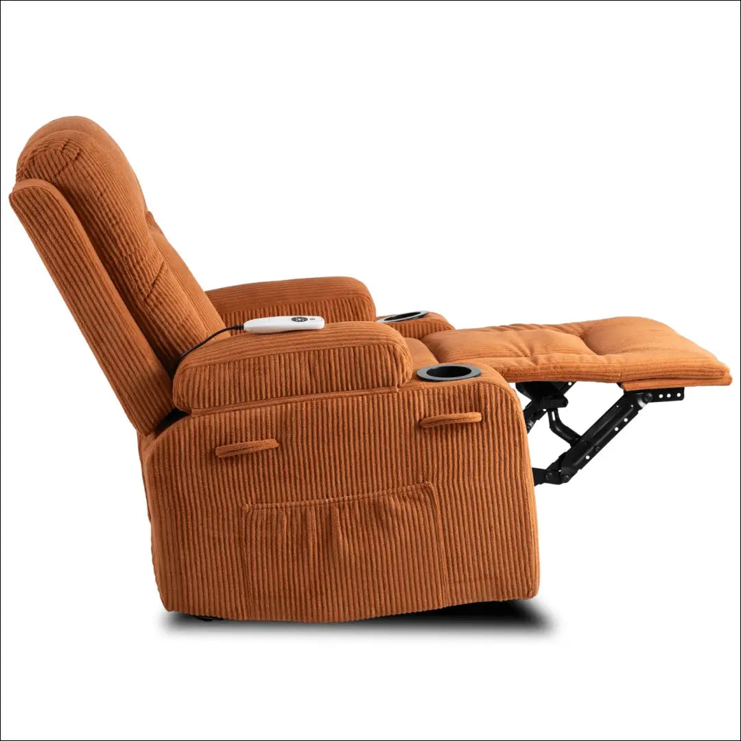 Išskleidžiamas masažinis fotelis su korduro audiniu rusvos spalvos TE499 - €323 Save 15% __label:Pristatymas 5-14 d.d.,