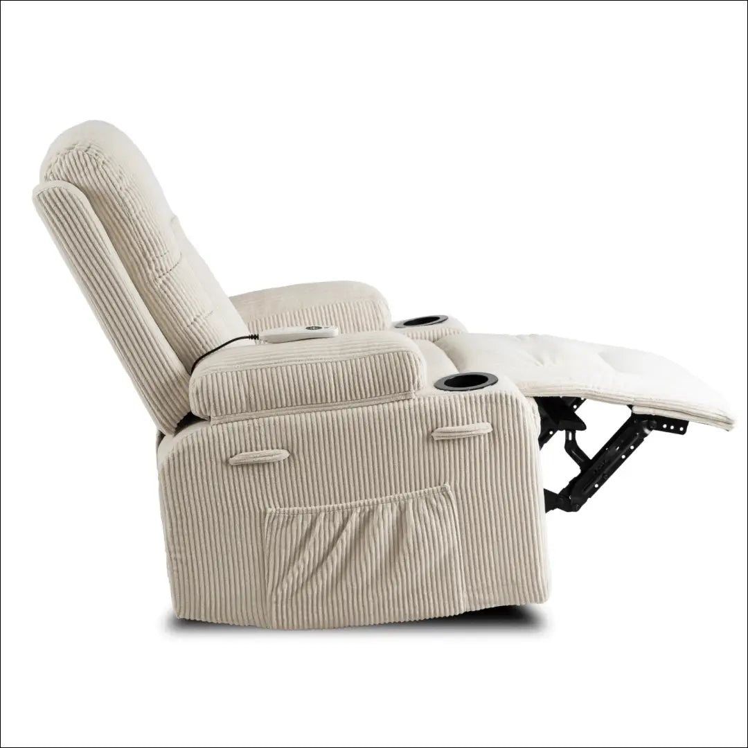 Išskleidžiamas masažinis fotelis su korduro audiniu smėlio spalvos TE501 - €323 Save 15% __label:Pristatymas 5-14 d.d.,