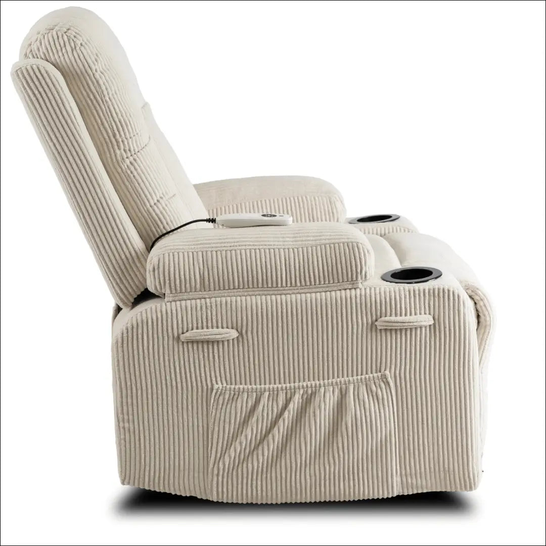 Išskleidžiamas masažinis fotelis su korduro audiniu smėlio spalvos TE501 - €323 Save 15% __label:Pristatymas 5-14 d.d.,